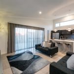 pendant lights, galley kitchen, rug